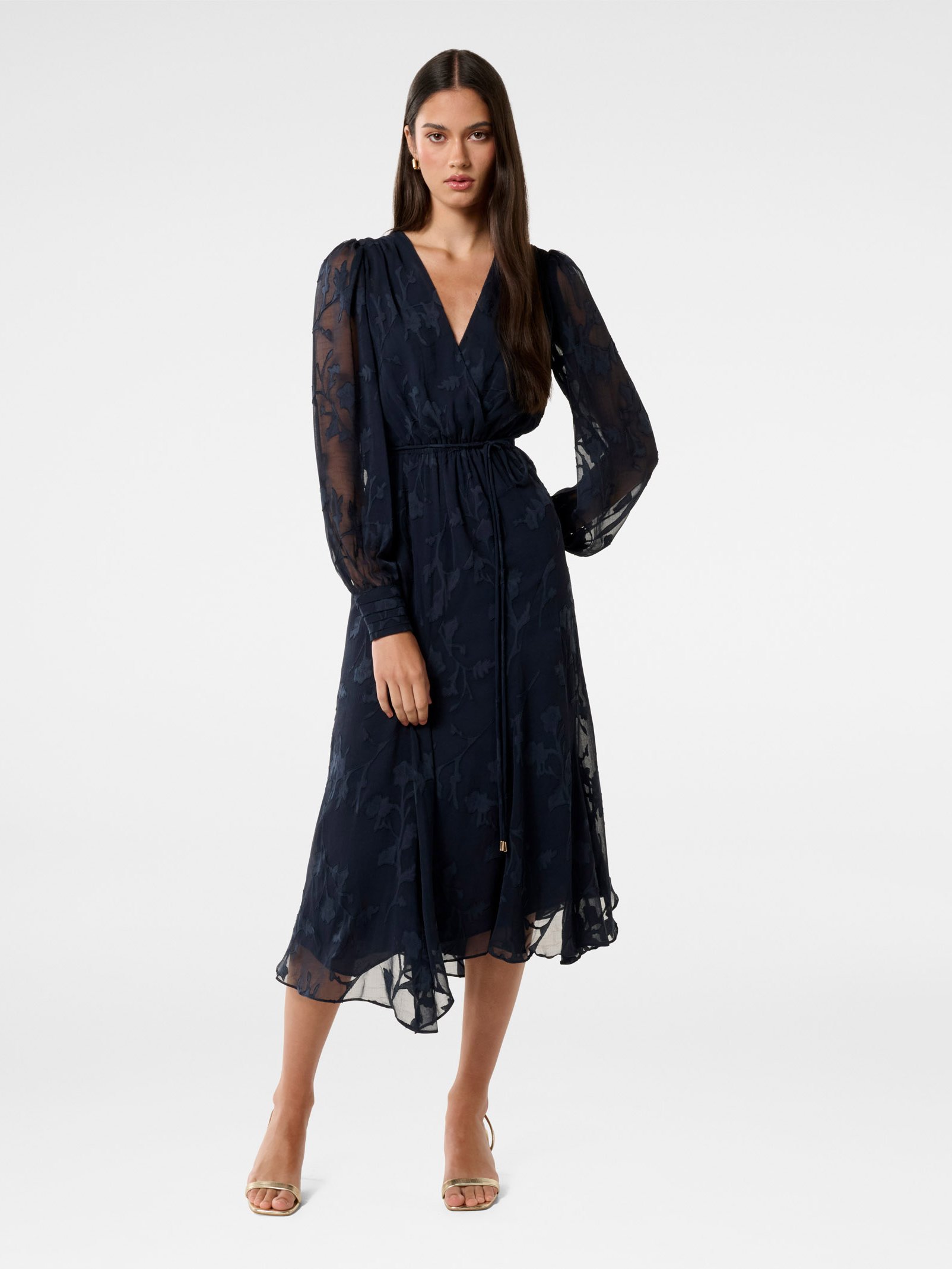 Solange Long Sleeve Burnout Midi Dress