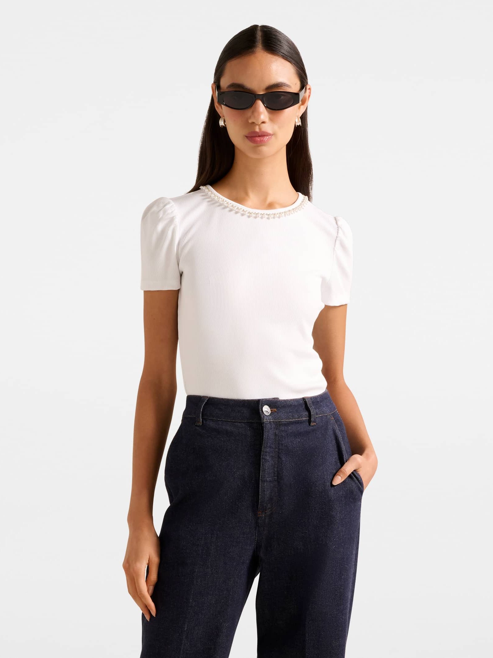 Emilia Embellished Neck Tee