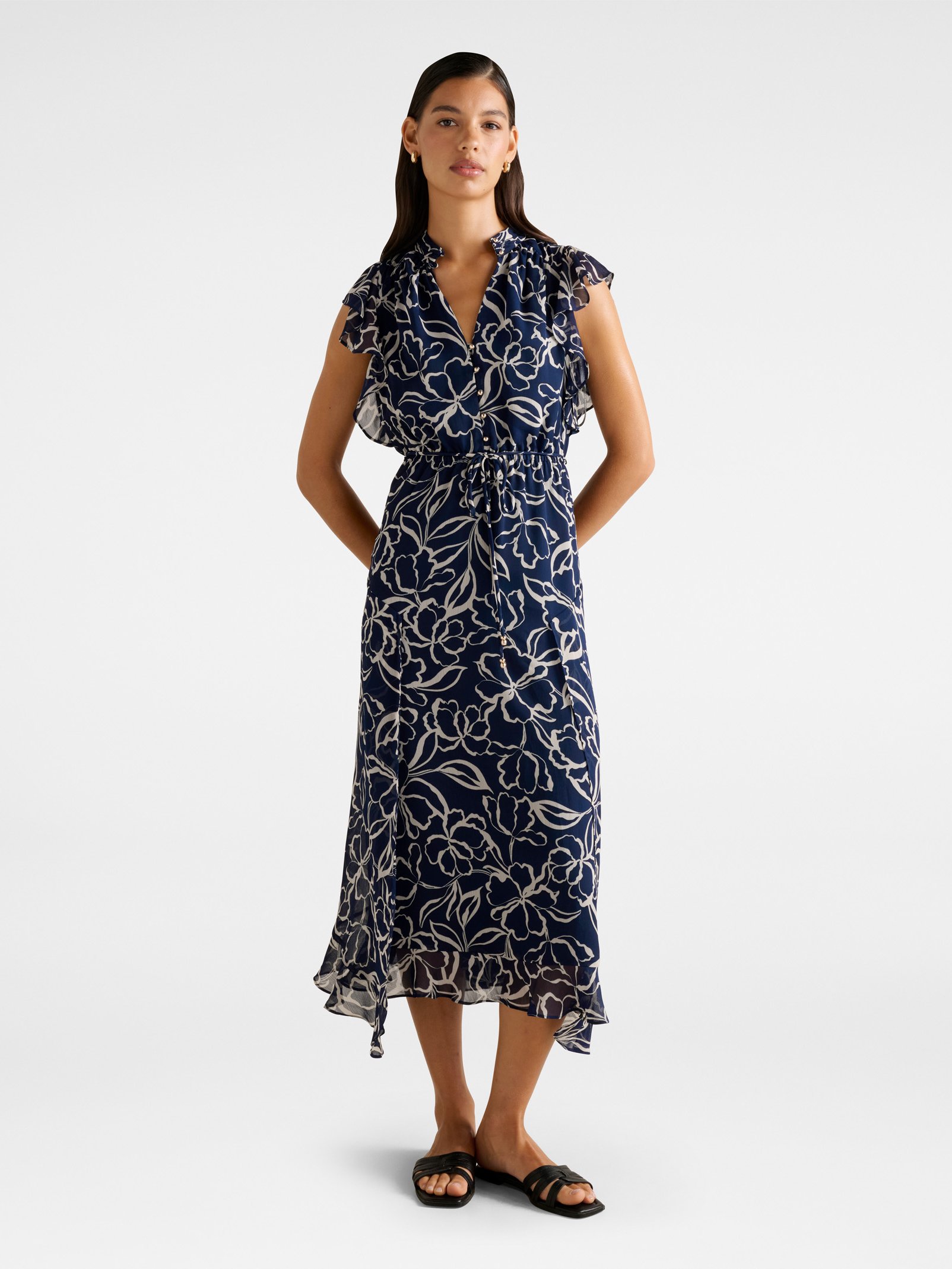 Maxwell Flutter Sleeve Midi Dress