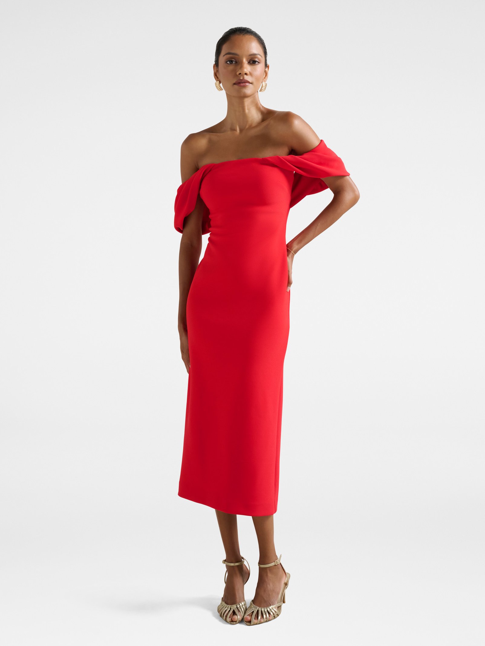 Jacinta Petite Off Shoulder Midi Dress