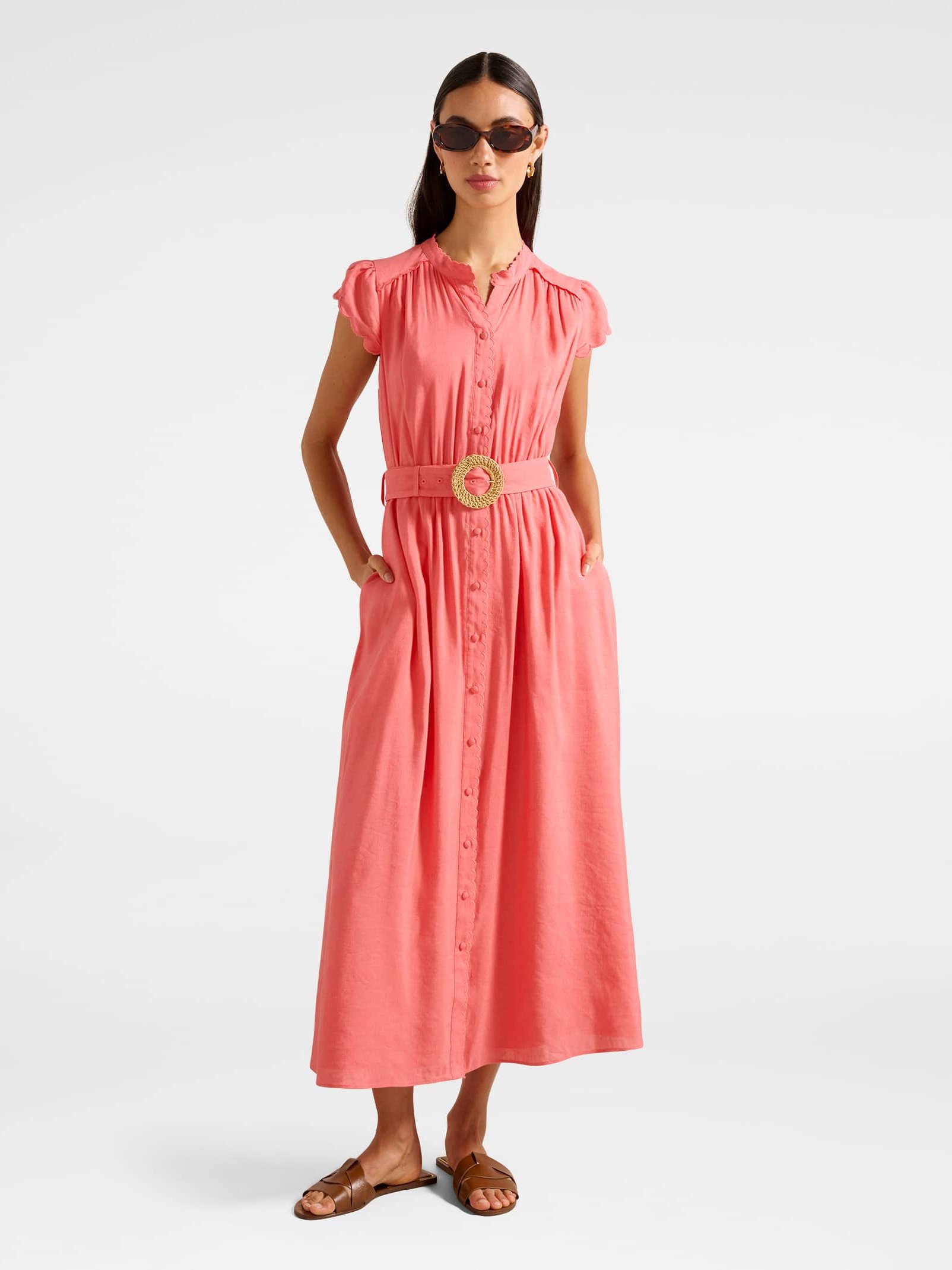 Serafina Scallop Edge Midi Dress