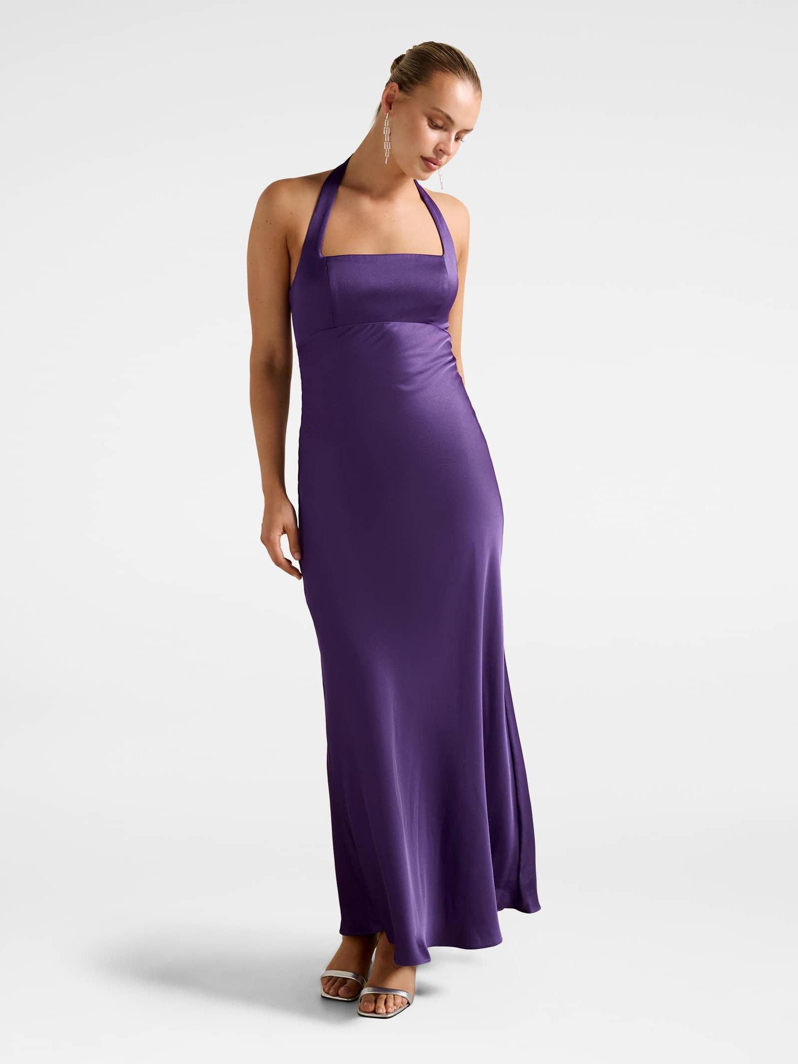 April Open Back Satin Maxi Dress