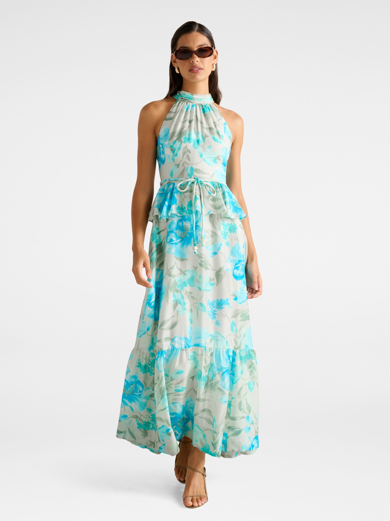 Serena Halter Peplum Maxi Dress