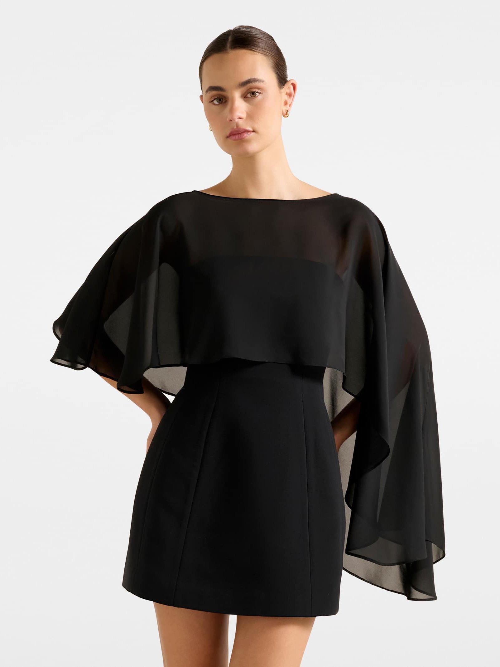 Aria Asymmetrical Chiffon Cape