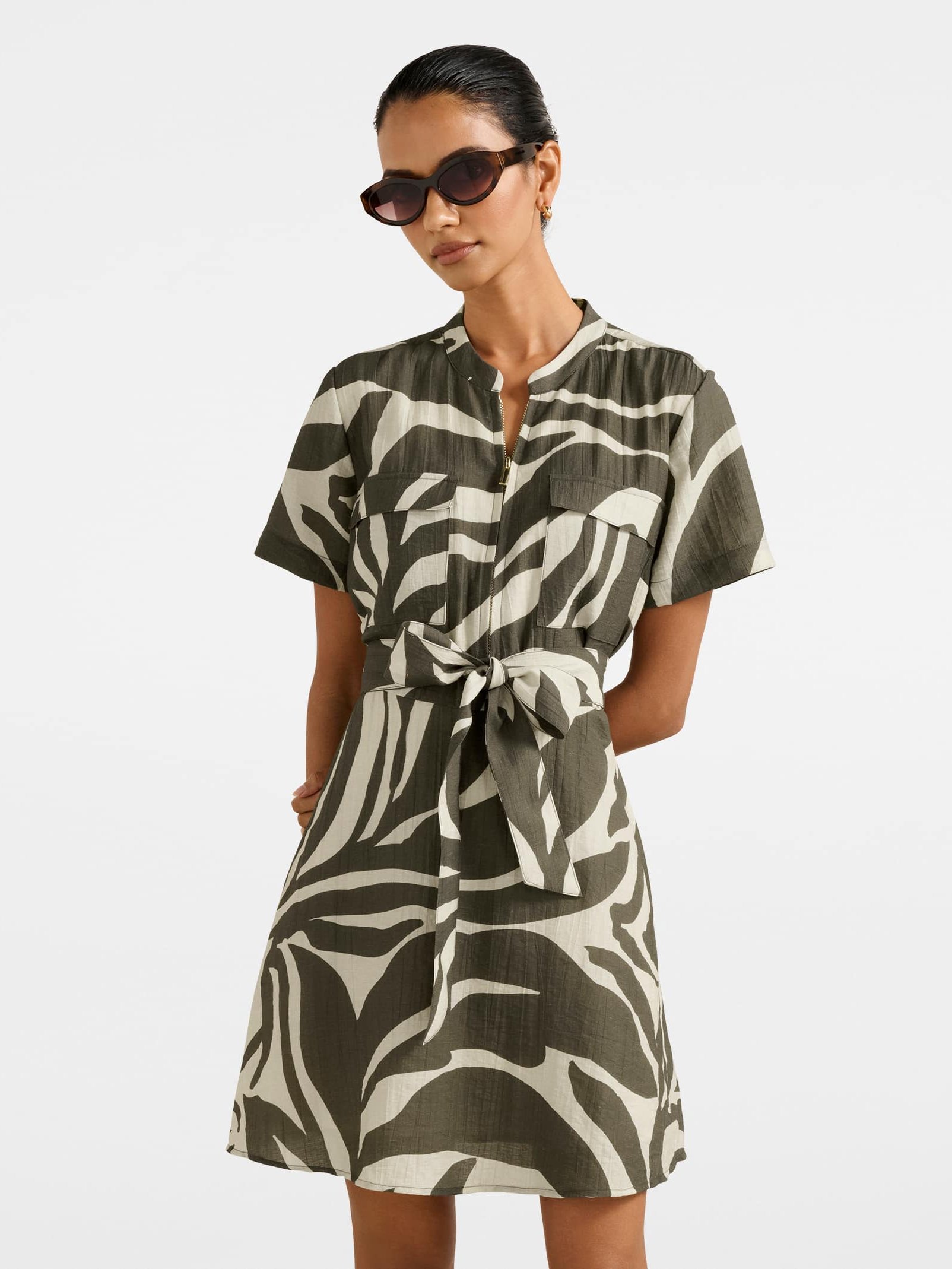 Eden Petite Zip Up Mini Dress