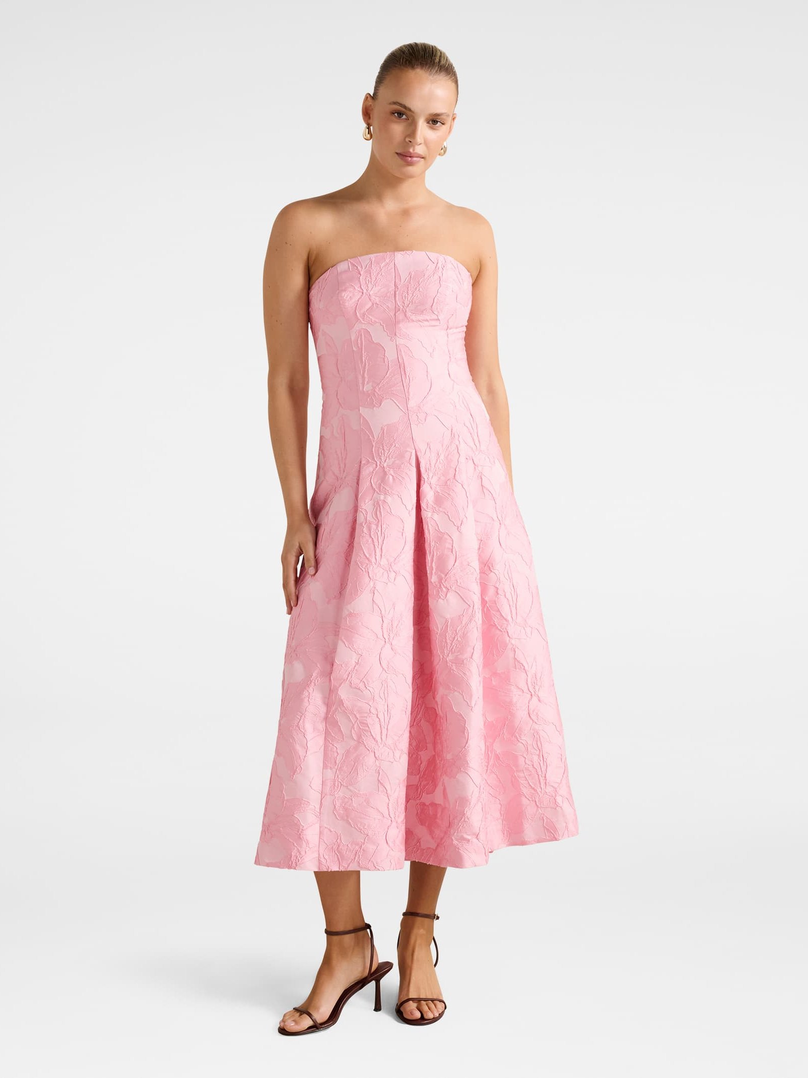 Charlotte Strapless Jacquard Midi Dress